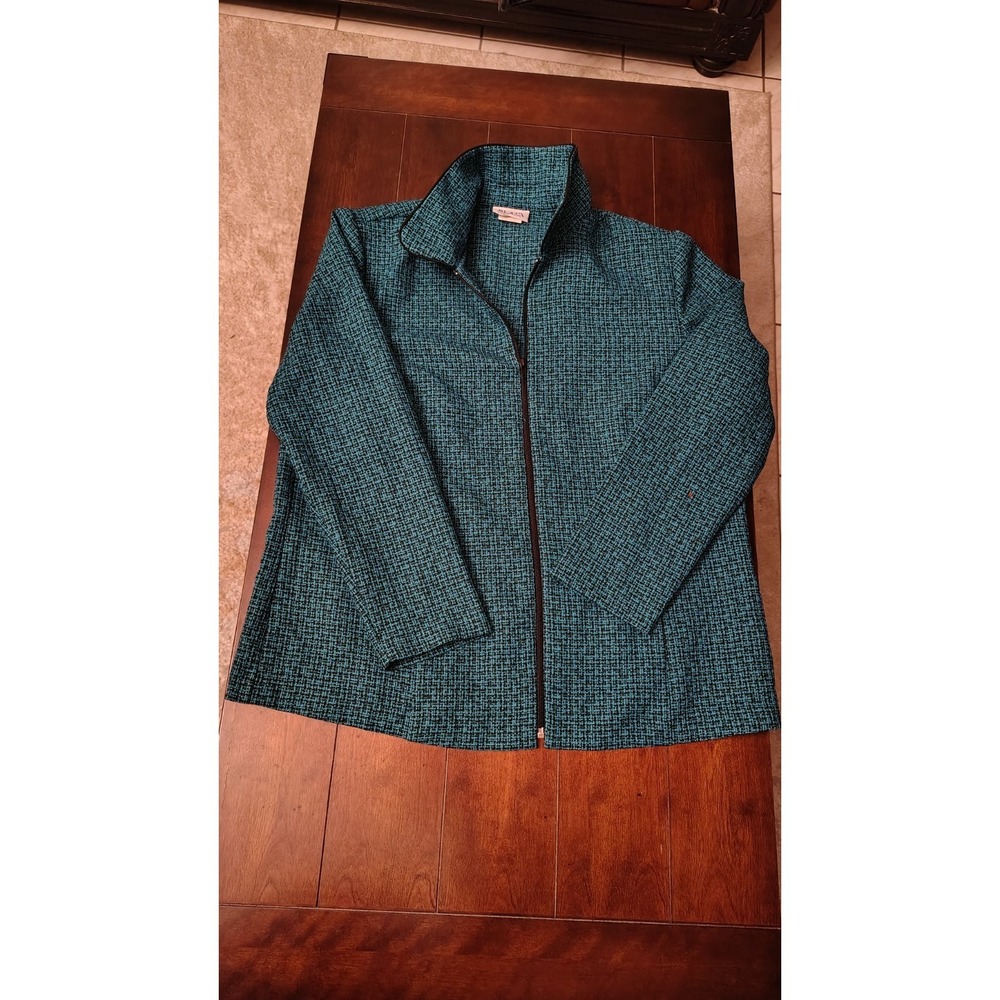 VTG 90s Blair Green Fleece Jacket Coat Zip Up US Woman